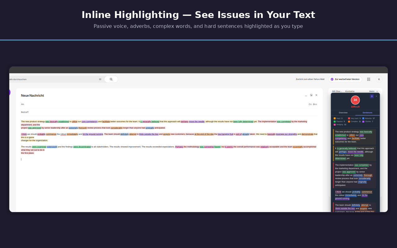 Readability Scorer inline highlighting in action